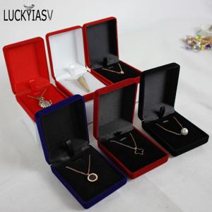 도매 펜던트 목걸이 체인 스토리지 패키지 선물 상자 소프트 블랙 블루/레드/벨벳 관 긴 귀걸이 쥬얼리 주최자 상자