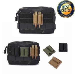 전술 패치 2 라운드 탄약 홀더 접착제 2 홀 카트리지 후크 루프 패치 사냥 소총 Airsoft M4 산탄 총 총알 주머니