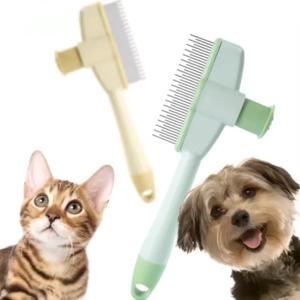 셀프 클리닝 원버튼 강아지 빗 애완동물 털 제거 고양이 브러쉬 마사지 그루밍 빗 (강아지 및 애완동물용)