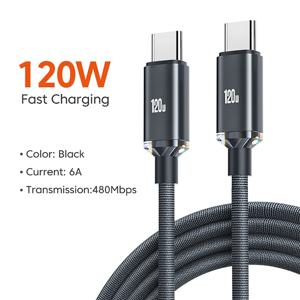 120W PD 타입 C 케이블 0.25M/1M/1.5M/2M 고속 충전 코드 USB C 폰 데이터 케이블 아이폰 17 샤오미 삼성 화웨이용