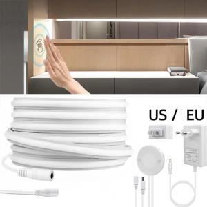 24V COB 네온 스트립 조명 280LED/M 솔리드 실리콘 젤 튜브, 디밍 가능 터치 및 핸드 스윕 모션 센서 스위치 방수 테이프 포함