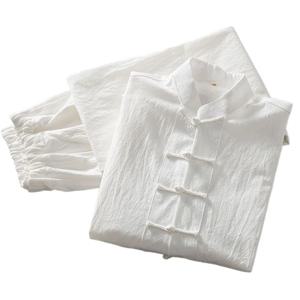 면 린넨 긴팔 남성용 중국 전통 당나라복 - 캐주얼 쿵푸 태극권 유니폼 영춘권 자켓 및 바지