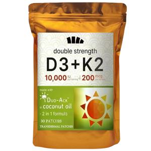 비타민 D3 & K2 경피 패치, 튼튼한 뼈와 근육, 칼슘 흡수 및 면역 건강 지원, 30 패치