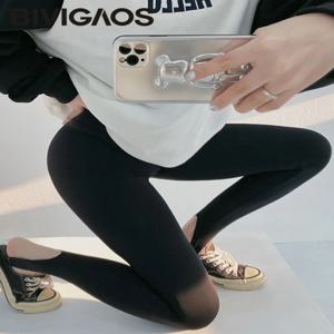 BIVIGAOS 봄 여름 새로운 한국식 발 스타킹 레깅스 여성 고탄력 섹시한 얇은 피트니스 요가 패션 샤크스킨 레깅스