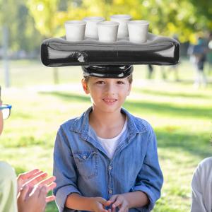 2개 프리미엄 PVC 풍선 퐁 게임 모자 맥주컵 홀더 (수영장 파티, 정원, 해변, 캠핑, 야외 놀이, 잔디밭 게임용)