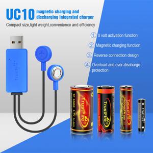 TrustFire UC10 마그네틱 배터리 충전기(전원 은행 기능 포함) 리튬 이온 32650 21700 16340 26650 18650 셀용 범용 충전기