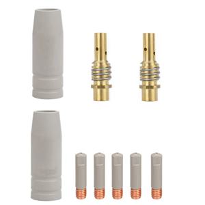 15Ak 미그 용접기 세라믹 노즐 9종 세트, 논스틱 코팅이 적용된 신형, 전도성 용접 팁, 용접 토치 액세서리, 고온 방지 보호 슬리브, 보호 노즐
