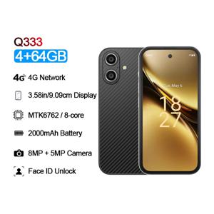SOYES Q333 4GB RAM 64GB ROM 안드로이드 12.0 스마트폰 2000mAh 얼굴 ID 4G LTE 듀얼 SIM 3.58'' 화면 소형 전화