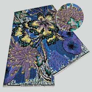 슈퍼 아프리칸 100% 코튼 왁스 프린트 원단 그랜드 올란디 왁스 소프트 원단 골든 글리터 6야드 신상 드레스 패션 가방