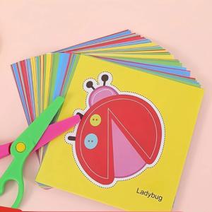 96피스 어린이용 가위 기술 활동 세트 - 종이 자르기 도구, 안전한 어린이용 가위, 종이접기, 소근육 운동 훈련, 동물 무늬, 과일 테마, 교통 디자인에 적합하며 손과 눈의 협응력과 유연성을 향상시킵니다. 생일 선물이나 명절 선물로 좋은 선택입니다.