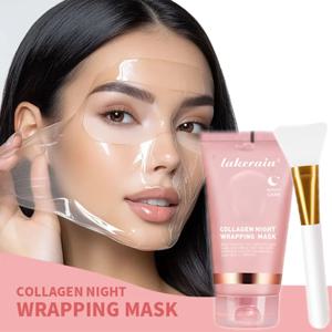 75ml 콜라겐 랩핑 마스크 필 오프 마스크 & 브러시 딥 하이드레이션 모이스처라이징 브라이트닝 페이스 스킨 페이셜 마스크 스킨케어