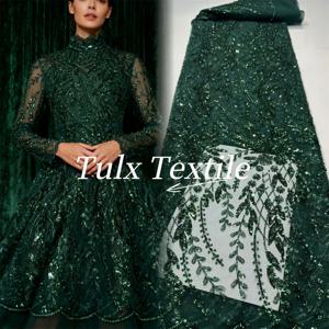 프랑스 레이스 원단 2026 고품질 아프리카 비즈 자수 나이지리아 스팽글 튤 레이스 5야드 파티 드레스 재봉용