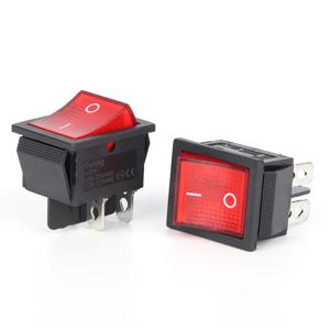 2PCS KCD4 로커 스위치 헤비 듀티 AC 20A/125V 16A/250V 온오프 DPST 4핀 레드 라이트 220V 전기 기기용 토글 스위치