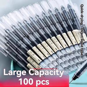 3-100개입 직선형 액체 볼펜 서명용 젤 펜 0.5mm 검정 파랑 잉크 학교 사무용 볼펜 학교 사무용품 필기용