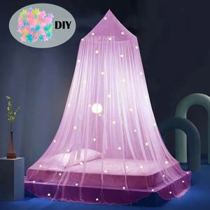 빛나는 돔 모양 모기장, 어린이 침대 맨틀, 접이식 DIY 별 모양 아기 침대 모기장, 공주님 모기장 침구