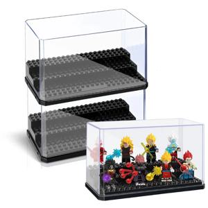 디스플레이 케이스 투명 선반 와이드 3단 박스 미니피규어용 - 소형 팝 피규어용 아크릴 보호대 - 투명 쇼케이스 보관함