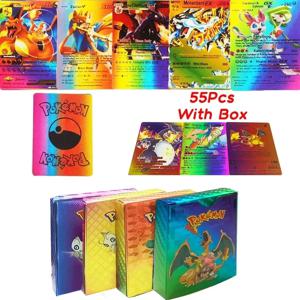 애니메이션 포켓몬 피카츄 샤이니자드 스페인어 다이아몬드 컬러풀 영어 레인보우 골드 블랙 트레이너 레어 배틀 컬렉션 카드
