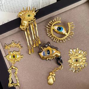 빈티지 큰 눈 배지 코스프레 악마의 눈 브로치 럭셔리 핀 할로윈 파티 의상 액세서리 태슬 배지 컬렉션 선물