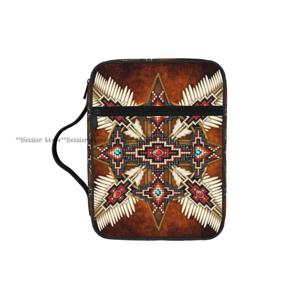 아메리카 원주민 프린트 성경 가방 지퍼 손잡이 핸드백 성경 커버 케이스 성경 휴대용 보관 가방