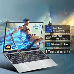 i9 노트북 16GB 램 윈도우 11 프로 노트북 인텔 코어 i9-10980HK 1TB M.2 SSD 오피스 게이머 스터디 노트북 컴퓨터 PC