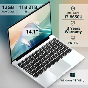2026 휴대용 윈도우 11 프로 노트북 인텔 코어 i7 8650U 16GB 램 1TB SSD 오피스 게이머 학습용 노트북 컴퓨터 PC