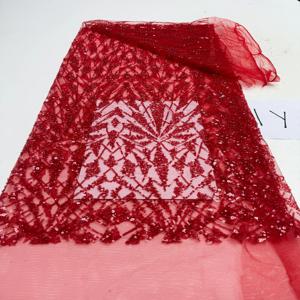아프리카 스팽글 레이스 원단 패션 나이지리아 자수 비즈 튤 레이스 원단 고품질 재봉용 천 파티 드레스용