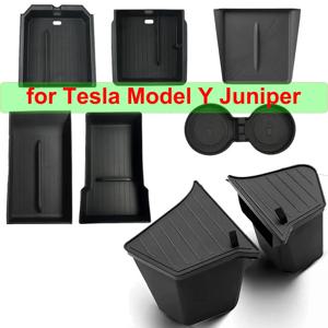 테슬라 모델 Y 주니퍼 2026 스토리지 오거나이저 액세서리 리어 트렁크 사이드 박스 센터 콘솔 박스 컵 무선 충전 매트 2025