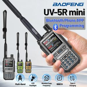 BAOFENG UV-5R 미니 워키토키 멀티 밴드 무선 블루투스 프로그래밍 듀얼 PTT 타입-C 충전 장거리 양방향 무전기