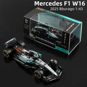 부라고 1:43 메르세데스 2025 W16 E 퍼포먼스 F1 포뮬러 자동차 모델 다이캐스트 자동차 레이싱 장난감 63 #   러셀 12 #   안토넬리