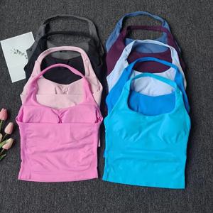 여성용 스퀘어넥 딥 오픈 백 홀터 브라렛 - 두꺼운 스트랩, 슬림핏, 탈부착 가능한 패드, 아우터에 적합