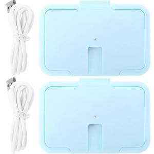 2Pcs 물티슈 워머 휴대용 아기 기저귀 물티슈 히터 빠른 가열 온도 조절 안전 자동 차단 야간 조명 기능