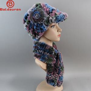 2026 니트 리얼 렉스 토끼털 모자 스카프 여성 겨울 렉스 토끼털 캡 스카프 세트 천연 따뜻한 렉스 토끼털 머플러 모자