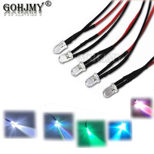 물 투명 LED 다이오드, 레드, 그린, 블루, 옐로우, 오렌지, 화이트, RGB 사전 배선 케이블, 3V, 5V, 12V, 24V, DC 5mm, 20cm, 10 개