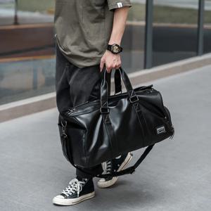 MATE ELAN 남성용 가죽 여행 더플백, 빈티지 방수 가방 (신발 주머니 포함), 1박 여행/헬스/스포츠/휴대용/주말용 토트백