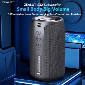 Zealot-S32 무선 스피커, 야외 휴대용 서브우퍼 스피커, 방수 IPX 6, 듀얼 페어링, 1800mAh 배터리