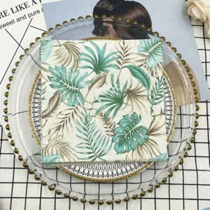 화려한 프린트 냅킨, 목재 펄프, 2 층 꽃 잎 모델, 웨딩 와인 안경, 꽃 종이 파티 플레이스매트, 33cm, 20 개/팩