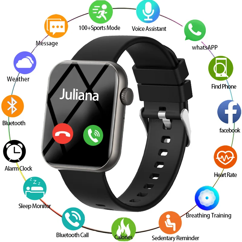 2025 새로운 스포츠 스마트 시계 남자 전체 터치 스크린 심박수 블루투스 통화 1.9 인치 AI 음성 IP68 방수 Smartwatch 여성