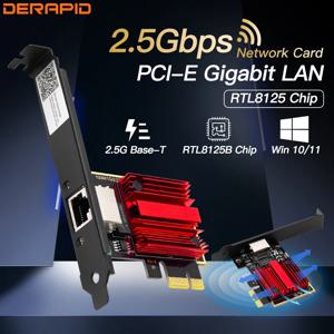 PC Win10/11 용 기가비트 이더넷 랜 컨트롤러 어댑터, 2.5G PIC-E-RJ45 네트워크 어댑터, RTL8125B 100/1000/2500Mbps