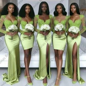 맞춤형 녹색 인어 신부 들러리 드레스, 아프리카 여성 로브, 데모젤 D'honneur 웨딩 하객 원피스