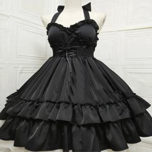 여름 클래식 우아한 서스펜더 드레스 로리타 솔리드 카와이 로리타 레트로 소프트 소녀 티 파티 JSK 서스펜더 드레스