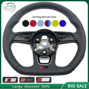 아우디 RS3 RS4 RS5 A3 A4 B9 A5 S3 S4 S5 2017-2020 하프 펀칭 화이트 가죽 스티어링 휠