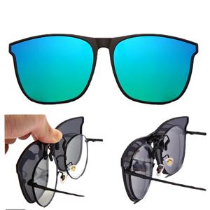 편광 클립 선글라스 남성용 컬러링 자동차 운전자 안경, 야간 투시경 안경, 눈부심 방지 빈티지 사각 안경