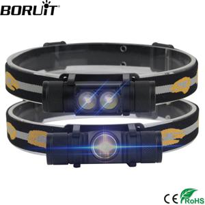 BORUiT LED 미니 전조등 고전력 1000LM 헤드 라이트 18650 충전식 헤드 토치 캠핑 사냥 야외 방수 손전등