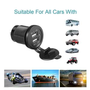 듀얼 USB 차량용 충전기 소켓, 자동차 오토바이 마린 보트용 LED 조명 포함, 12V, 24V, 방수 3.1A, 5V
