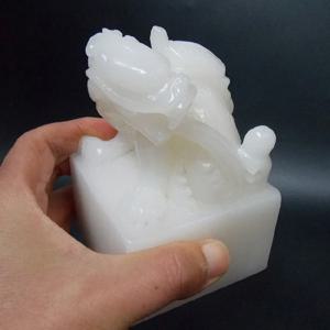 대형 드래곤 거북이 옥 스톤 도장 길이 및 너비 8 cm 바닥 순수 손 조각 중국 서예 그림 서명