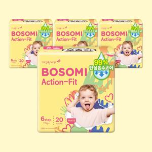보솜이 액션핏 팬티형기저귀 점보형 공용 20개입 × 4팩