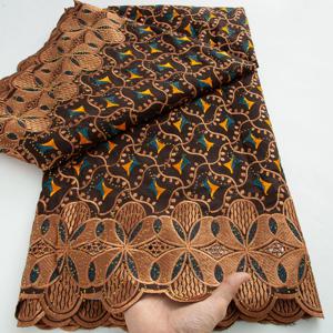 나이지리아 스위스 보일 레이스 원단 고품질 5야드 자수 아프리카 면 레이스 원단 2025 여성용 나이지리아 파티 드레스