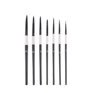 7개의 원형 헤어 페인트 브러쉬 세트 (수채화, 잉크, 구아슈 및 템페라용), 전문가급 품질, 나무 손잡이