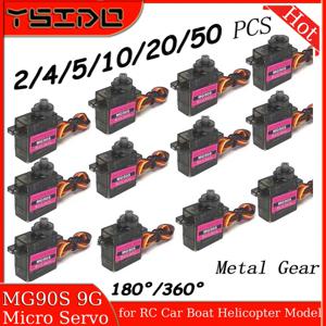 2-50Pcs MG90S 9g 마이크로 서보 메탈 기어 4.8V-6.0V RC 헬리콥터 비행기 RC 보트 RC 자동차 Trex 450 RC 로봇 암 RC 업그레이드 부품
