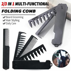 최신형 1/2/3 in 1 휴대용 접이식 빗 이발기 빗 넓은 빗살 오일 헤드 헤어 빗 미니 수염 빗살 살롱 스타일링 도구